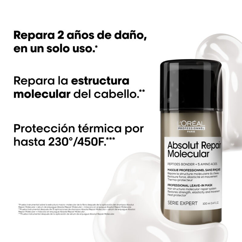 Máscara Leave In Absolut Repair Molecular | 100ml | L'Oréal Pro - Imagen 8